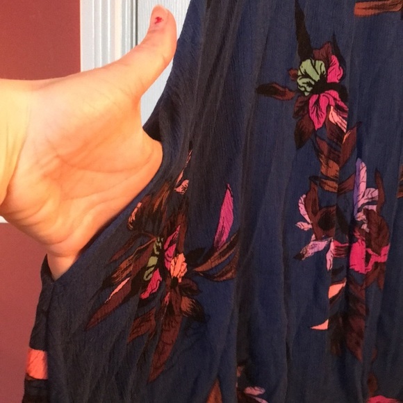 Free people dress tunic small s 4 6 blue floral - Picture 3 of 4